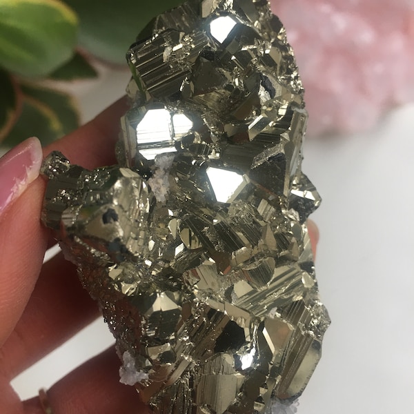 Pyrite Cluster with Druzy Quartz, Pyrite