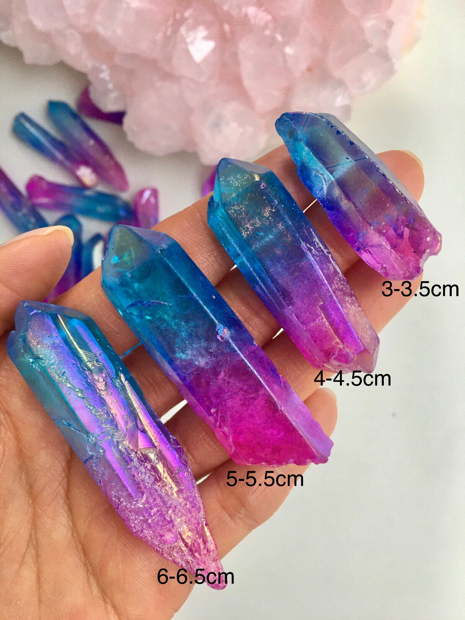 ピンクとブルーのオーラ水晶ポイント、レインボークリスタル - Etsy 日本