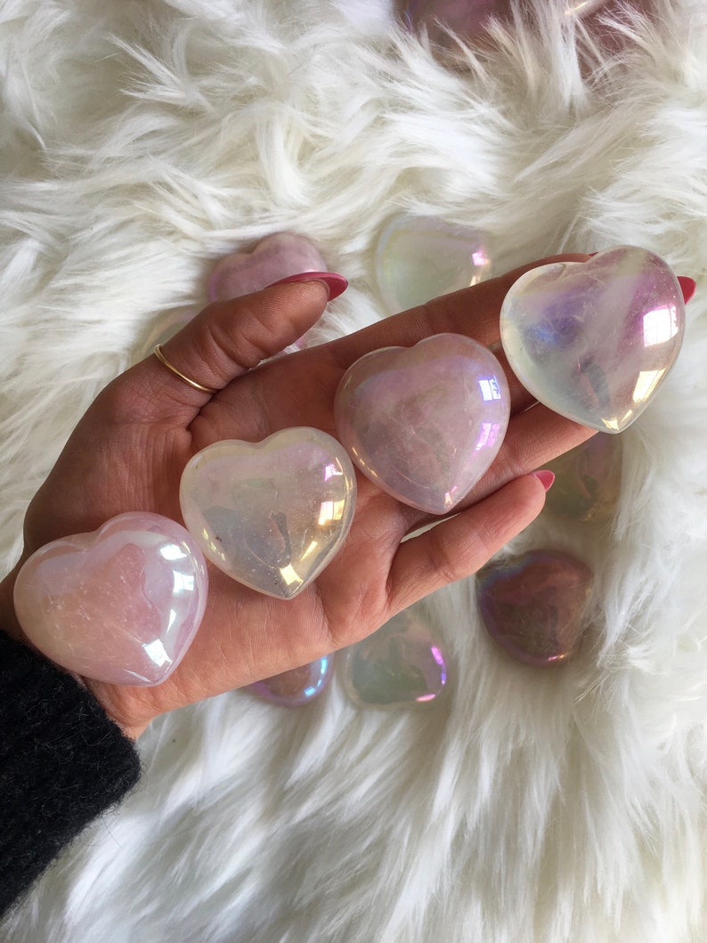 Angel Aura Rose Quartz and Angel Aura Clear Quartz Heart Aura Etsy Canada