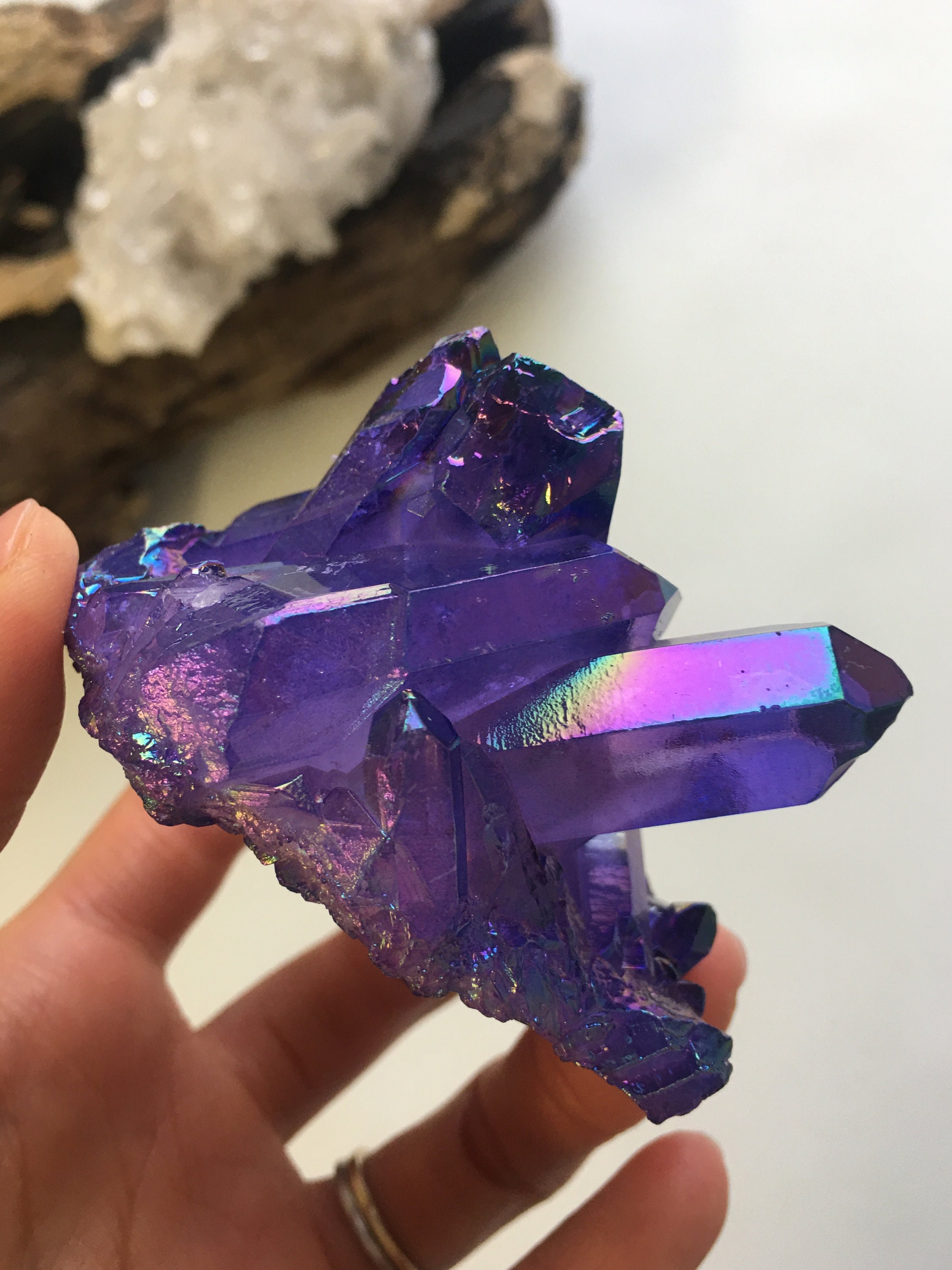 Purple aura quartz clearance