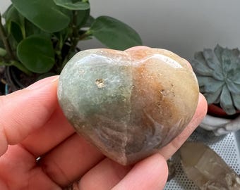 Polished Ocean Jasper Heart Stone, Natural Crystal Carving