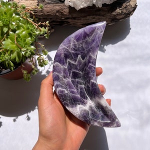 Tigela Chevron Ametista Lua, Tigela Chevron Ametista, Tigela Dream Ametista, Tigela de cura de cristal, Tigela de cristal, Tigela em formato de lua, Tigela de ametista