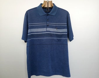 Vintage Golf Polo Shirt | Navy Striped Preppy Top | Golf Men | M
