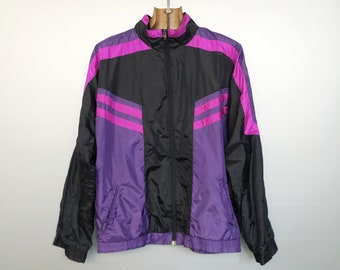Vintage Black and Purple Shiny Track Jacket