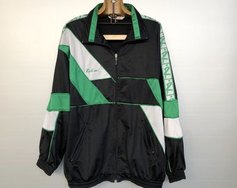 Vintage 90s Black White Green Track Jacket