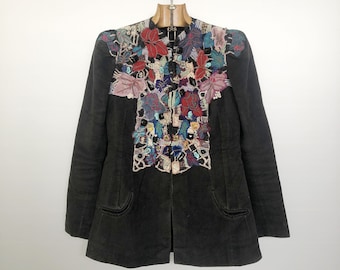 Vintage Gray Velvet Enbroidered Jacket