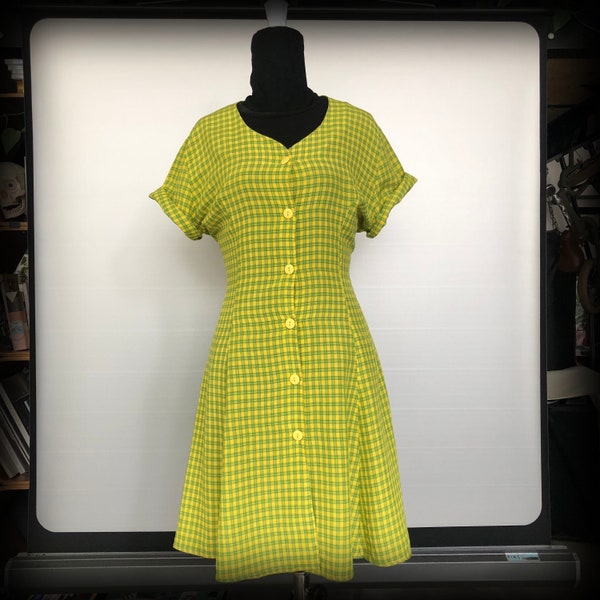 robe jaune à carreaux vintage des années 60