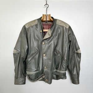veste en cuir vert vintage des années 80/90