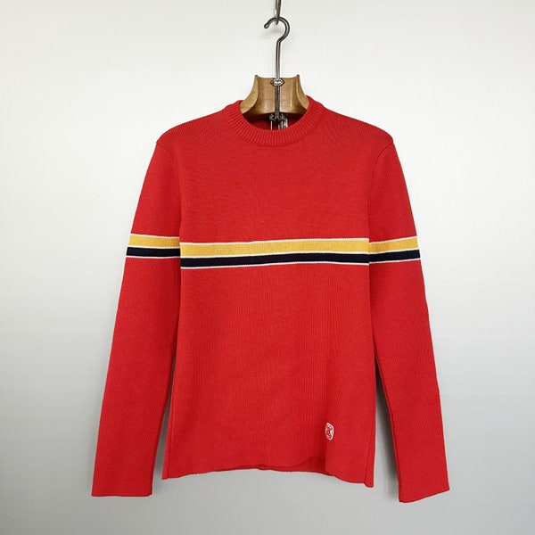 Vintage 70s Vibrant Red Striped Ski Sweater