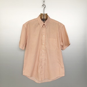 Vintage Orange Checked Button Down Short Sleeves Shirt