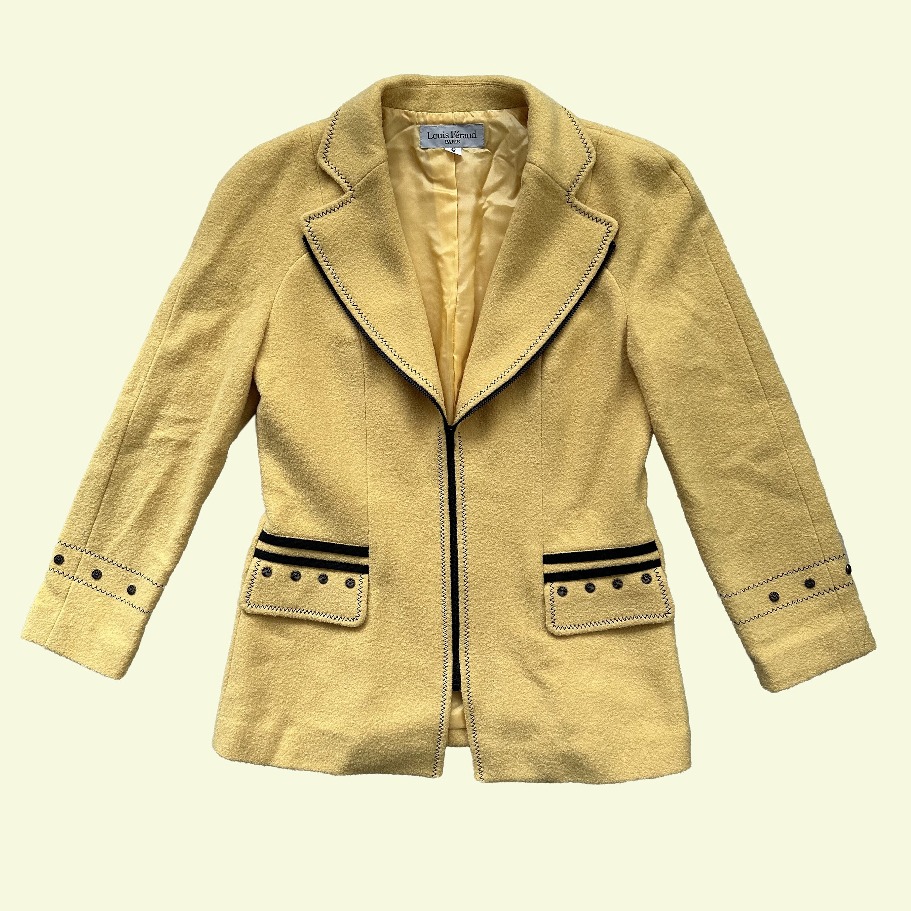 Vintage Louis Féraud Wool Jacket | Zip Lapel | M - Etsy