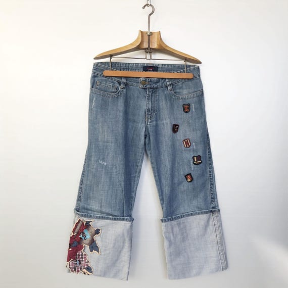 Vintage Kenzo Jeans | Cropped Embroidered Denim | 00s Paris Designer | W30