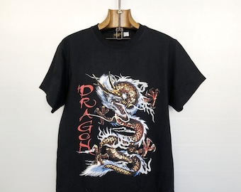 Vintage Dragon T-Shirt: Asian Tattoo Style, Cotton Tee