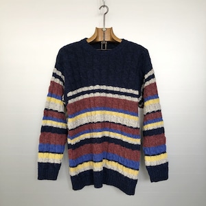 Vintage Cable Knit Striped Colourfull Sweater