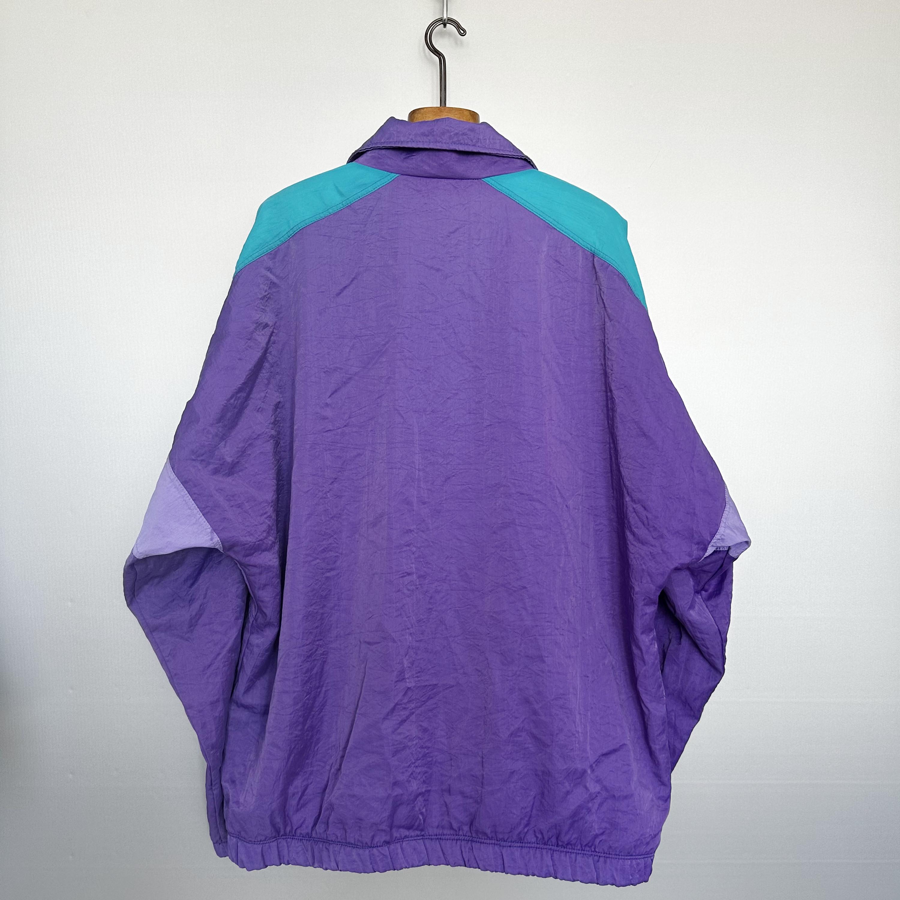 Vintage 80s 90s Track Jacket | Bold Purple & Green Stripes
