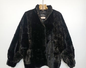 80s Faux Fur Jacket – Leopard & Black Stripes – Paris Furrier – FR38