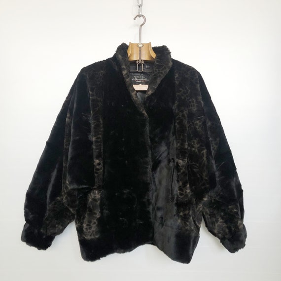 80s Faux Fur Jacket – Leopard & Black Stripes – Paris Furrier – FR38