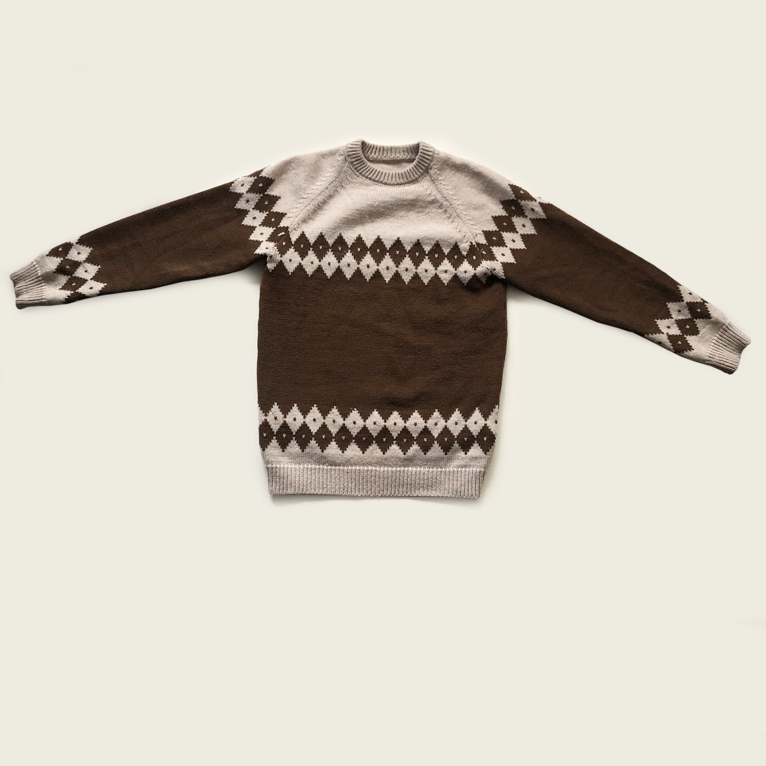 Vintage 80s Diamond Beige Brown Knitwear - Etsy