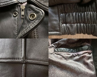 Vintage Black Leather Flight Jacket - Etsy Vintage Black Leather Flight Jacket - Etsy