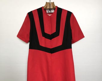Vintage Couture-kavaj | Rödsvart geometrisk A-linjeformad | L’Atelier Couture Paris | FR 42