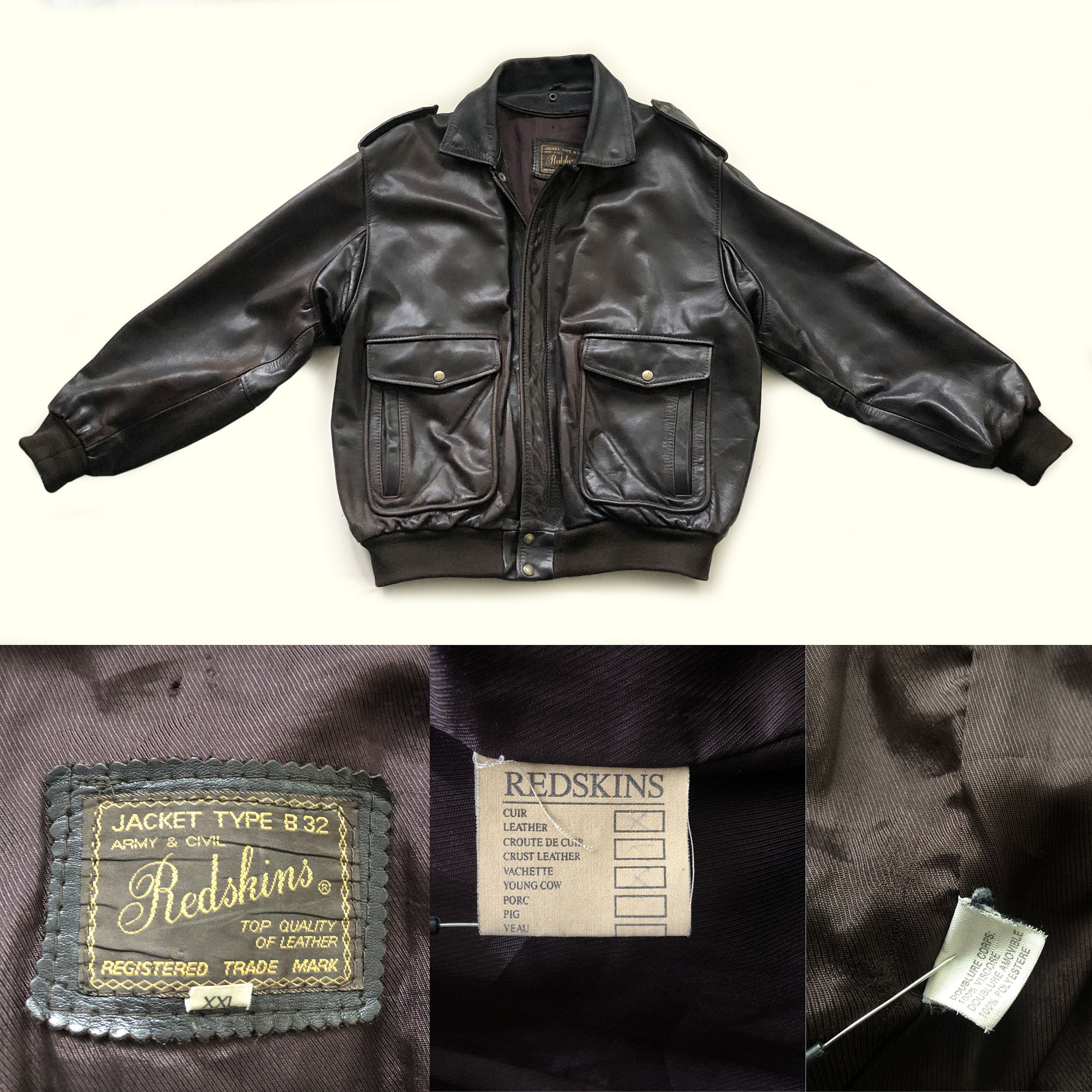 Vintage B32 Brown Leather Flight Jacket - Etsy Vintage B32 Brown Leather Flight Jacket - Etsy
