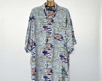 Vintage Hawaiihemd | Fischdruck im japanischen Stil | Smooth Kollektion | 3XL