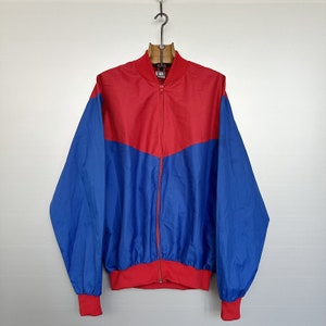 Vintage Red and Blue Bomber Jacket: Marching Band Style, Extra Large