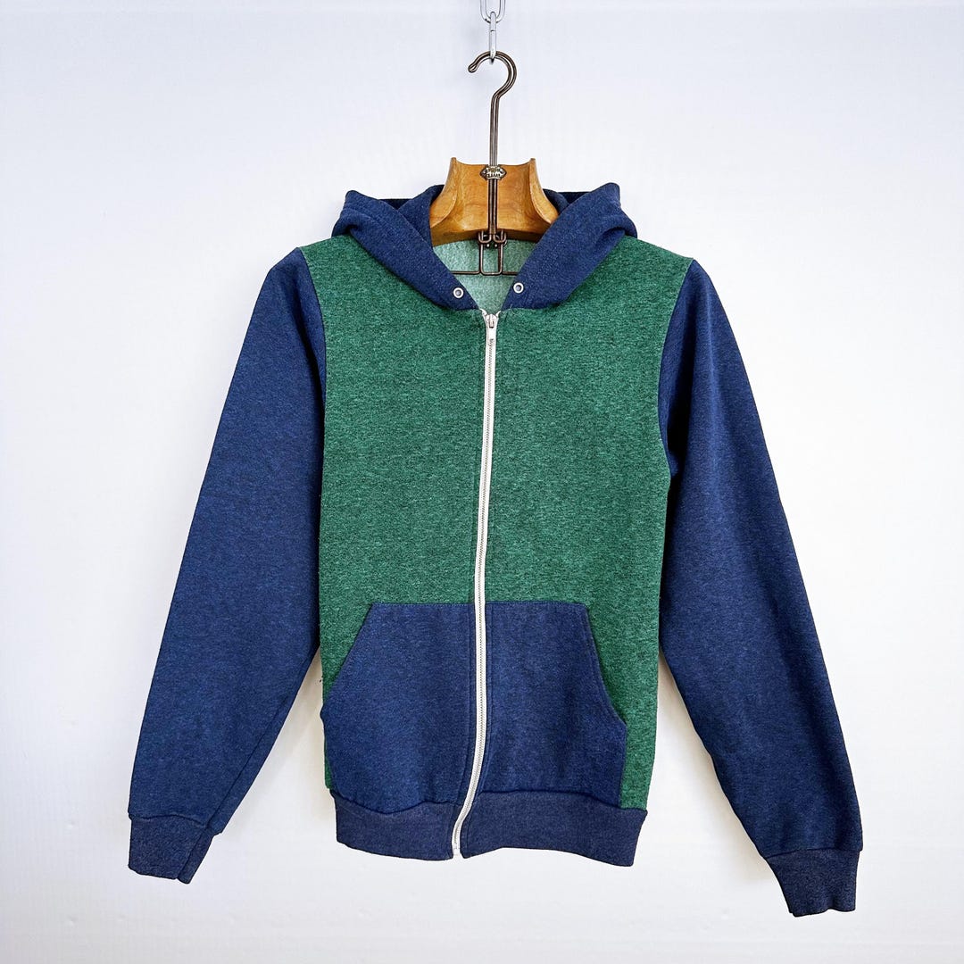 Vintage Green and Blue Hoodie | Color Block Style | American Apparel ...