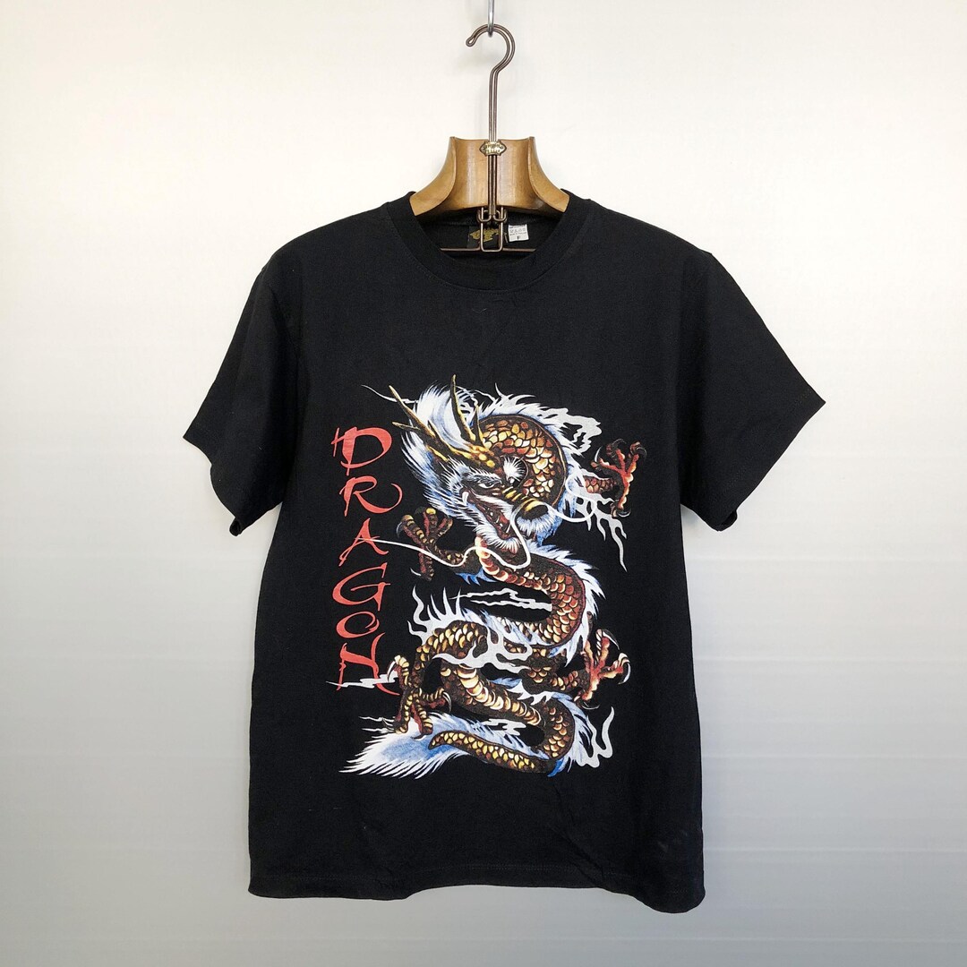 T-shirt Uomo Drago Cinese Tatuaggio - Maniche Lunghe, Cotone, Stile Old School - Foto 3