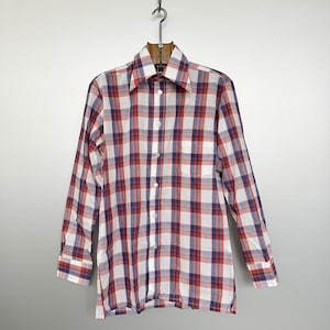 Vintage 70s Checked Blue White Red Shirt