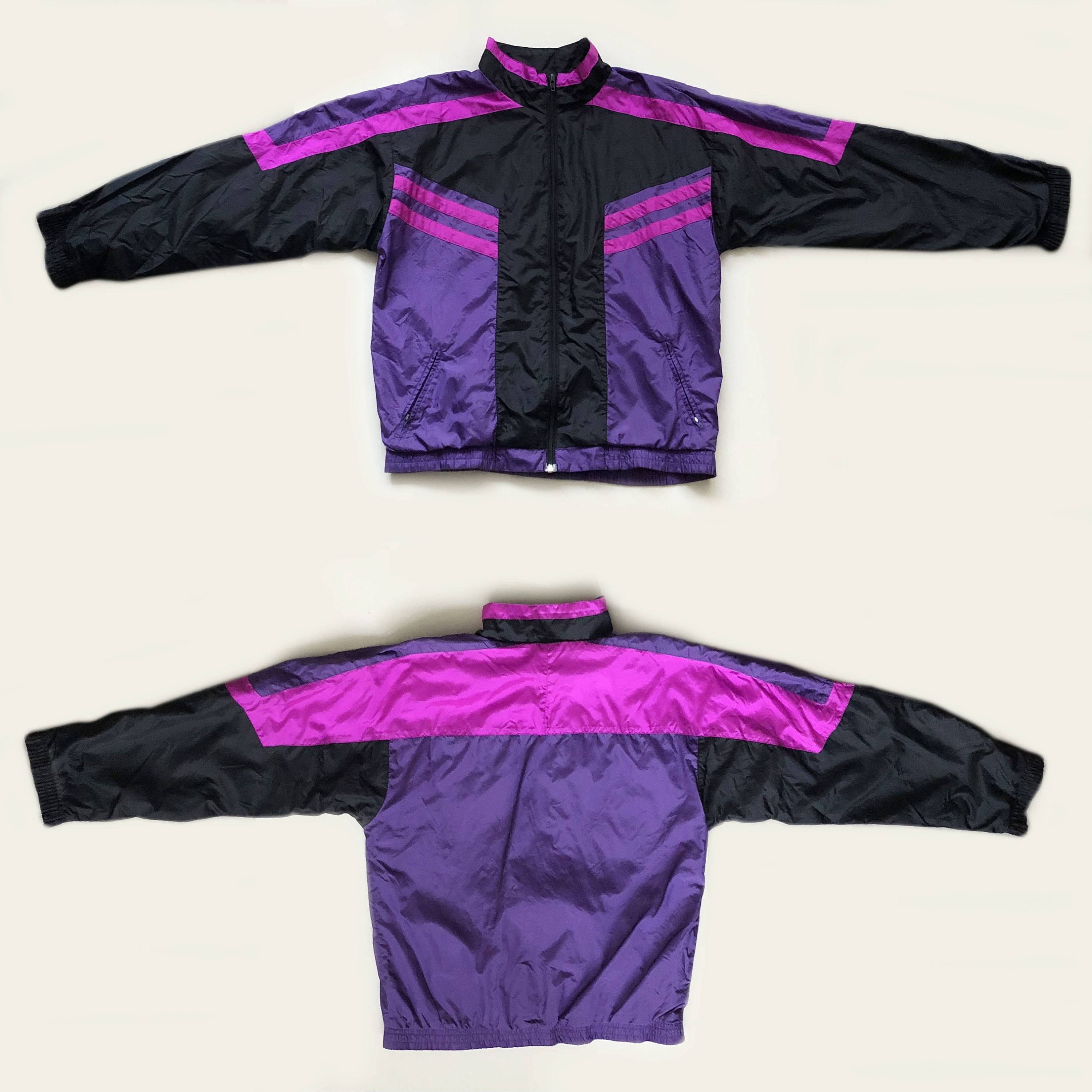 Vintage Black and Purple Shiny Track Jacket - Etsy