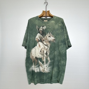 Vintage The Mountain T-Shirt: Indianer Häuptling, Tie-Dye USA Made, XL