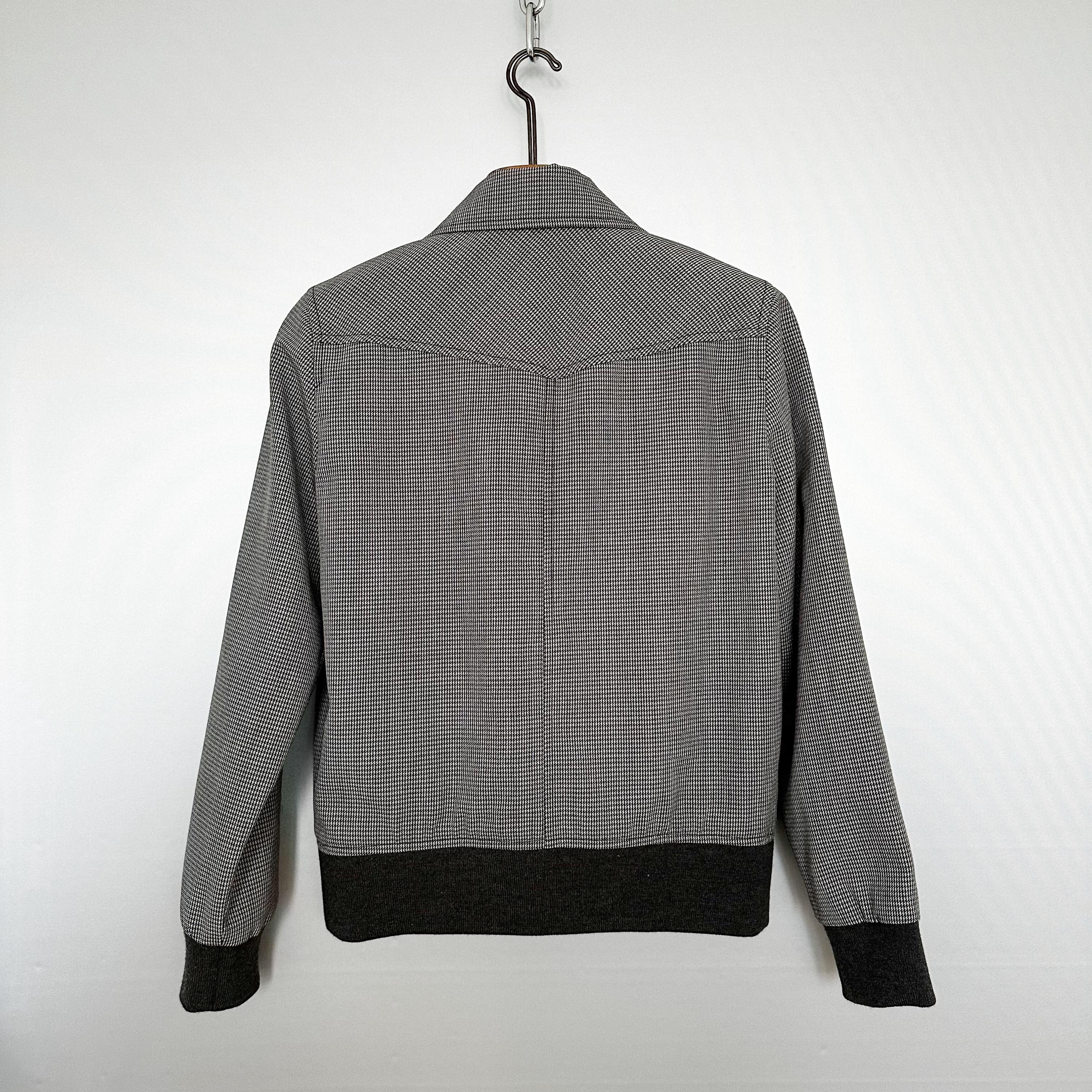 Bomber Jacket | Silver Gray and Black Houndstooth Pattern | A.P.C. 
