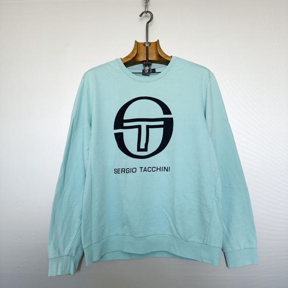 Sergio Tacchini, Vintage Sergio Tacchini Sweatshirt: Turquoise ST Logo, Italian Sample, Size L