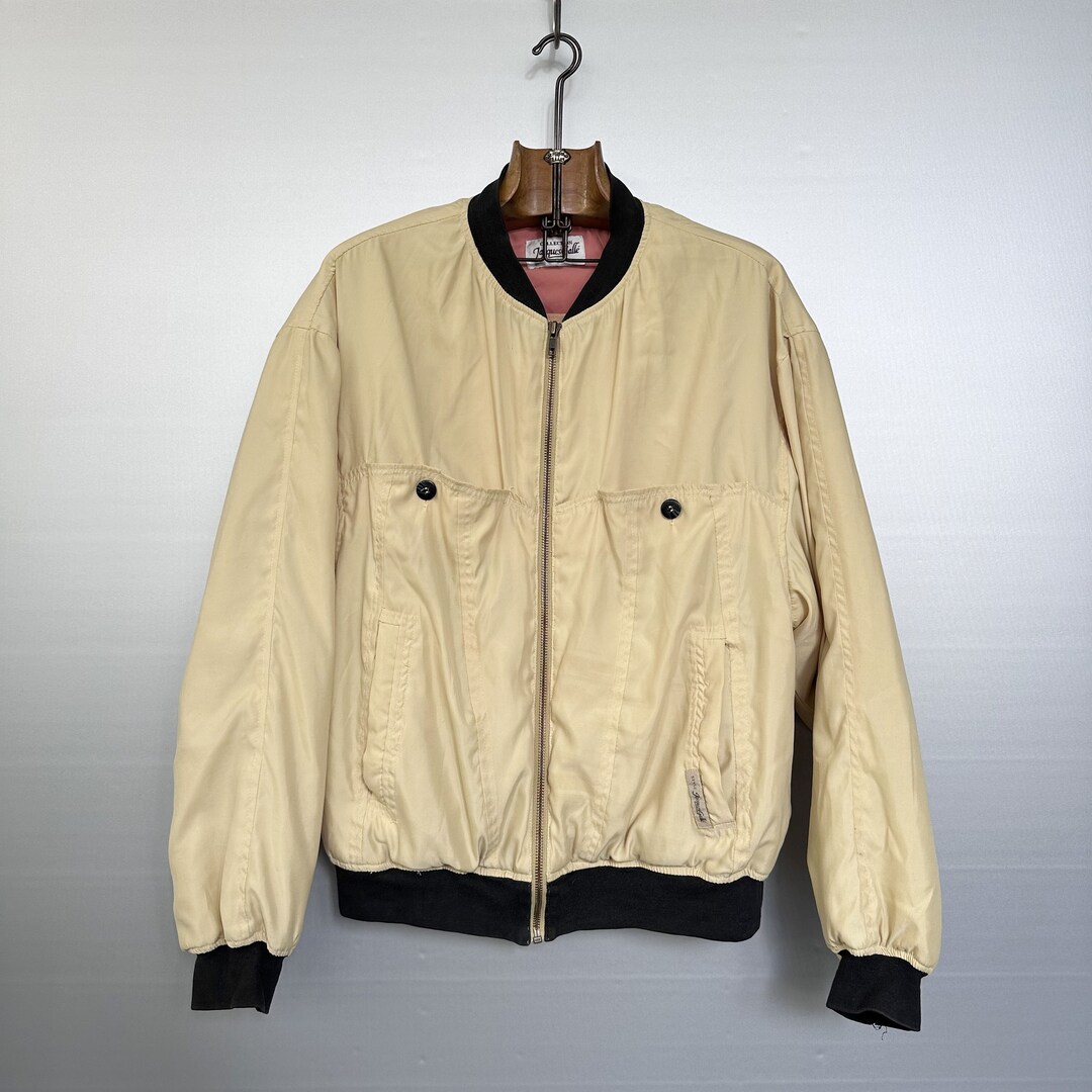 ジャケット・アウター 80s vintage bomber wool short zip jacket Vintage Gray Wool Members Only Zippered Bomber Jacket Coat Size 42