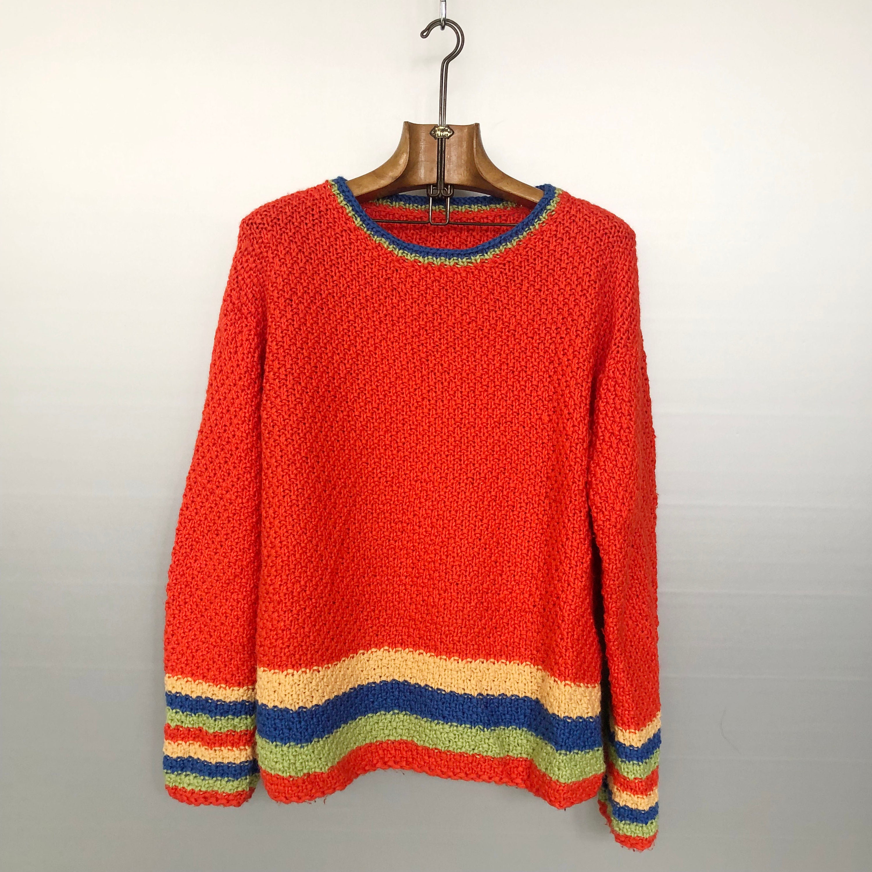Vintage Handmade Orange Sweater - Etsy Vintage Handmade Orange Sweater - Etsy