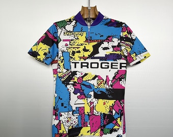 Vintage TROGER Cycling Jersey | Pixelated Geometric | Made in Italy | M