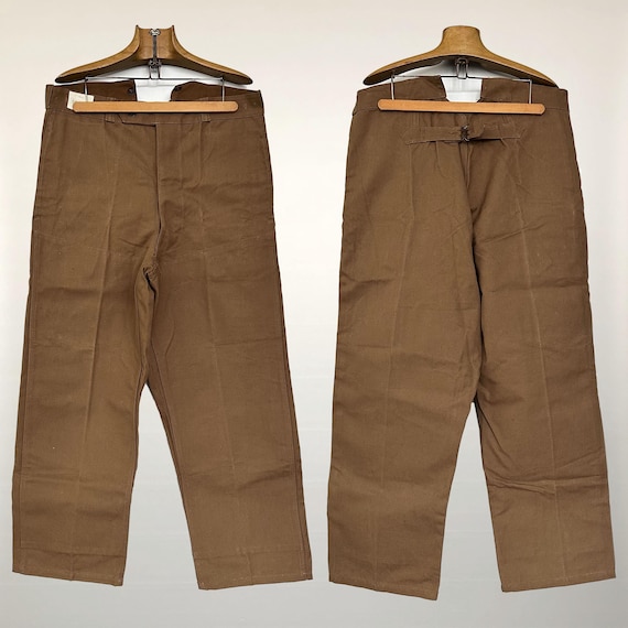 Vintage 50s French Train Worker Pants | Vibrant Brown Heavy Cotton