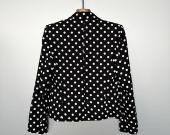 Vintage Black White Polka Dot Women's Jacket - Etsy Vintage Black White Polka Dot Women's Jacket - Etsy