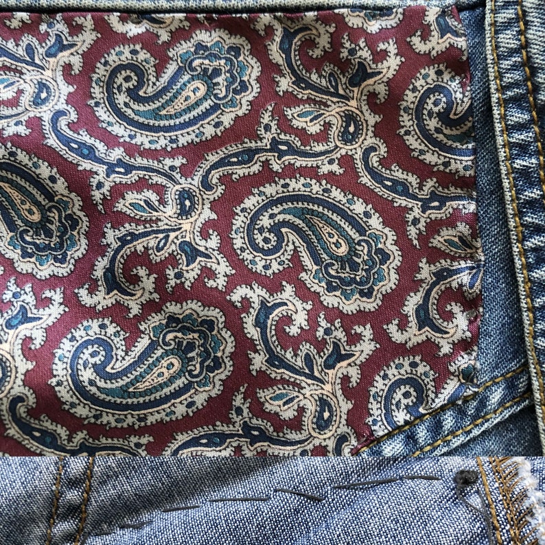 Camisa jeans vintage | Estilo cowboy com pala paisley | Indiana Rock | Tamanho G imagem 4