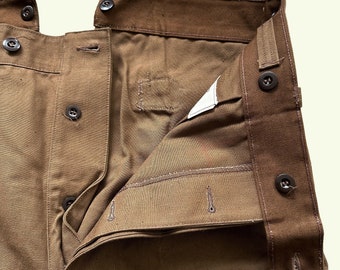Vintage 50s French Train Worker Pants | Vibrant Brown Heavy Cotton