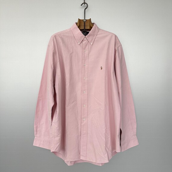 トップス 90s Polo by Ralph Lauren Caldwell pink Vintage 90s Pink Polo Ralph Lauren Big Shirt - Medium Cotton