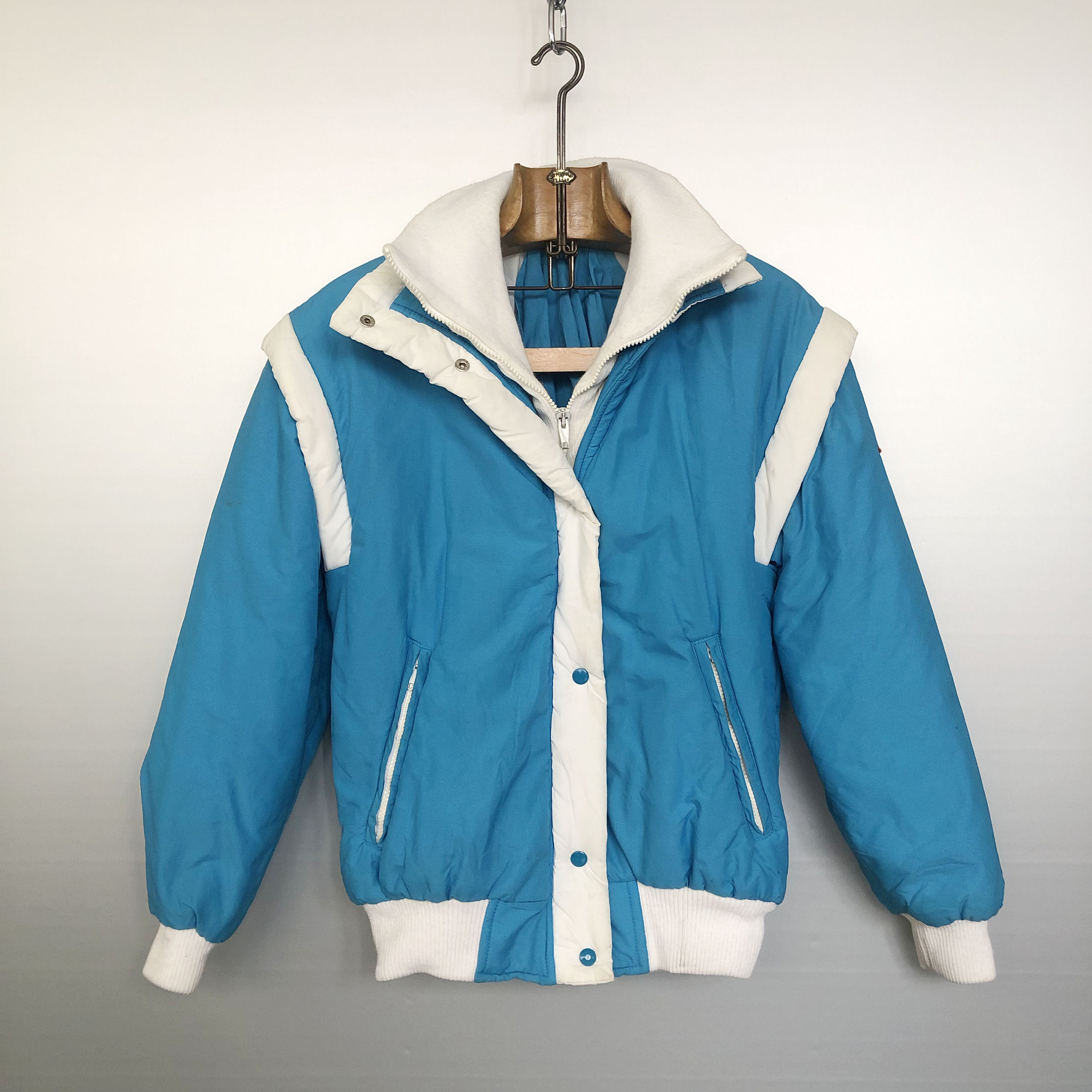 Vintage 70s 80s Blue and White Ski Jacket