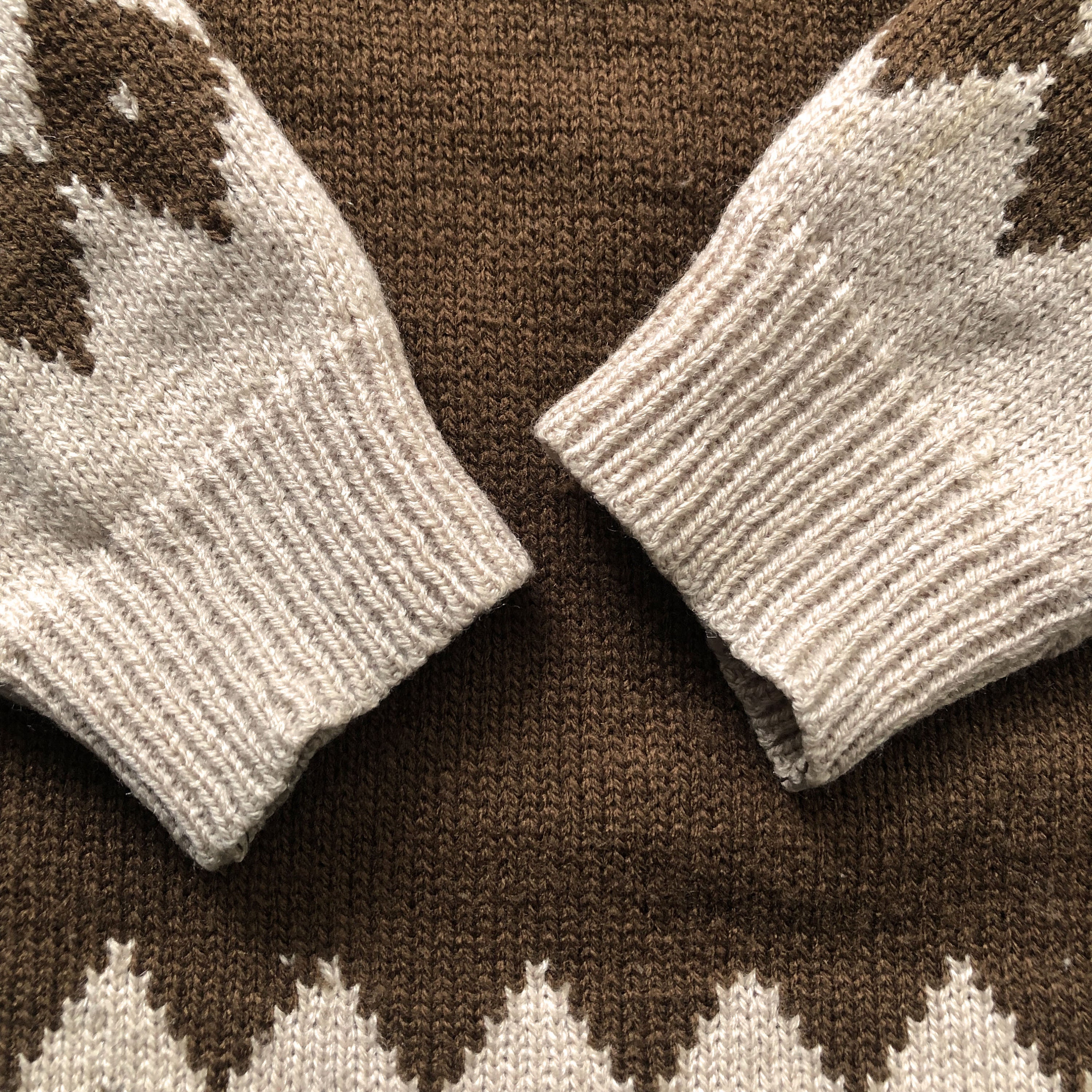 Vintage 80s Diamond Beige Brown Knitwear - Etsy