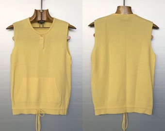 Vintage Pure New Wool Yellow Sleeveless Sweater