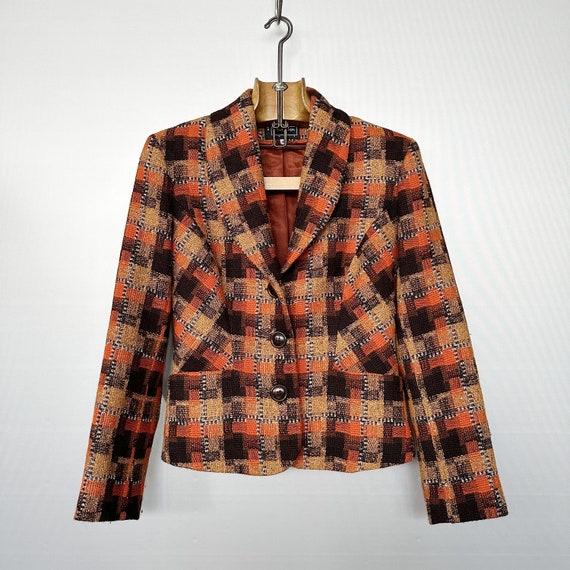 Orange plaid jacket womens best sale