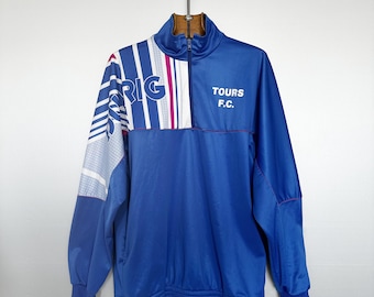 Vintage 80s Track Jacket | Bold Blue & Geometric Sleeve | Rare Duarig Find | Size XL