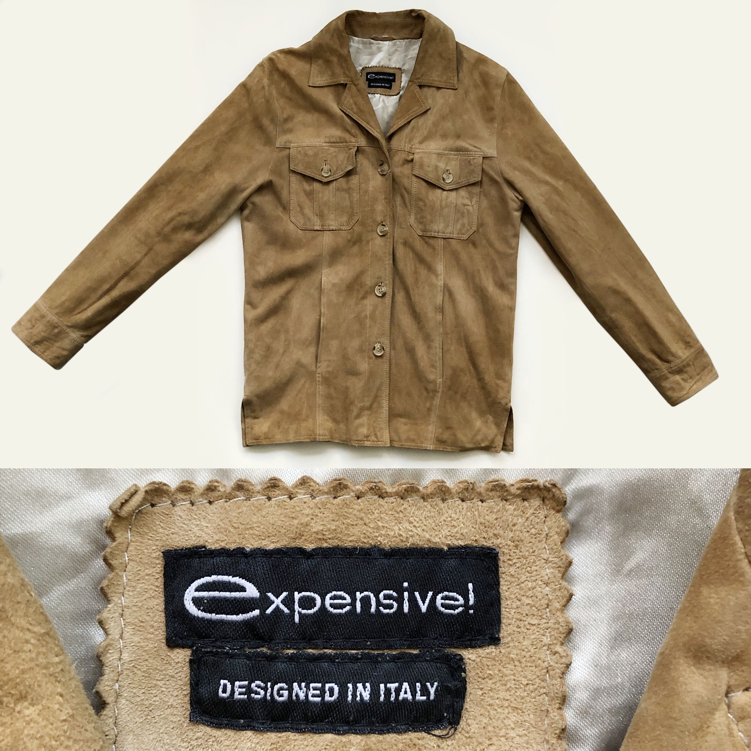 Vintage Beige Suede Leather Jacket - Etsy
