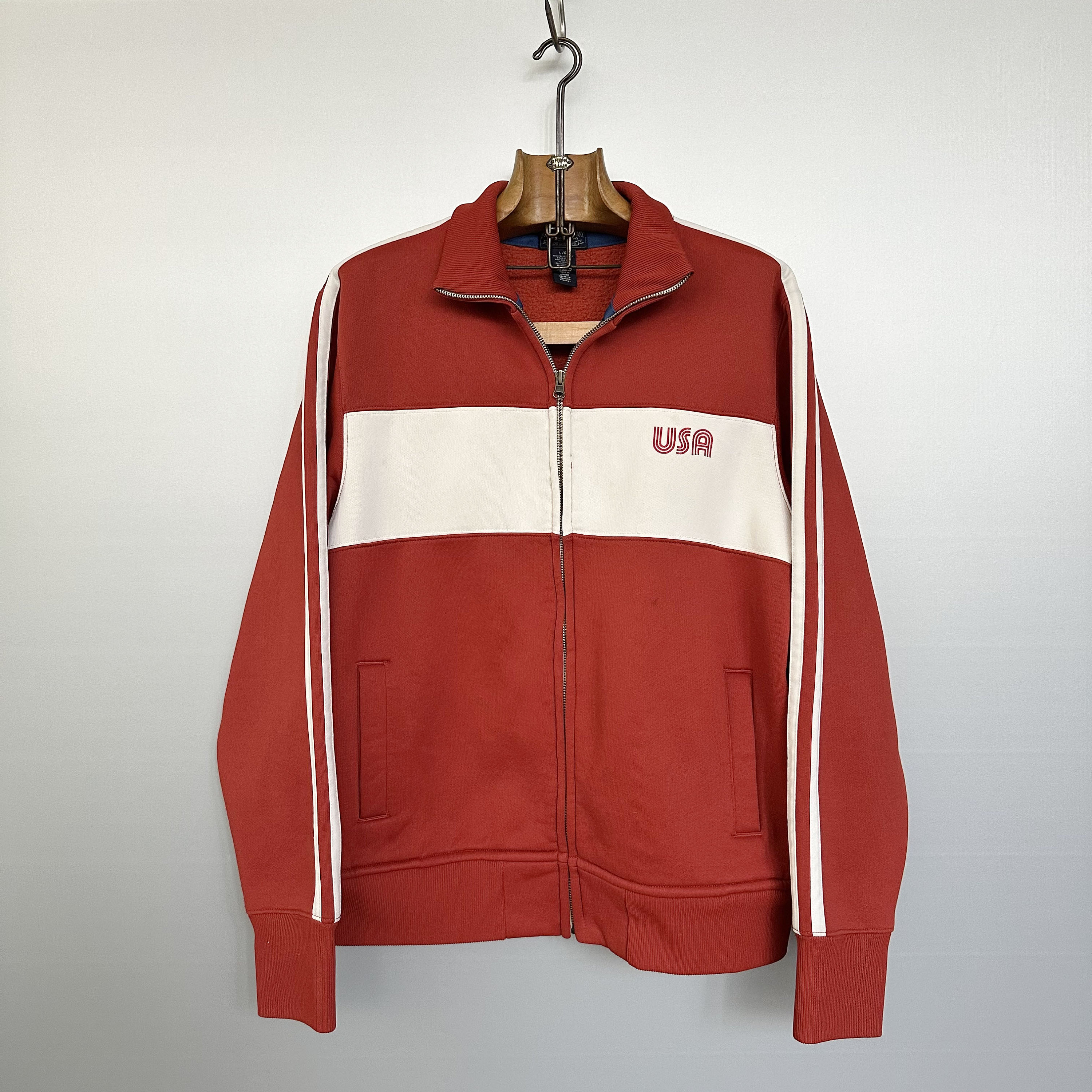 Vintage Rust Orange and White USA Track Jacket Polo Jeans Company