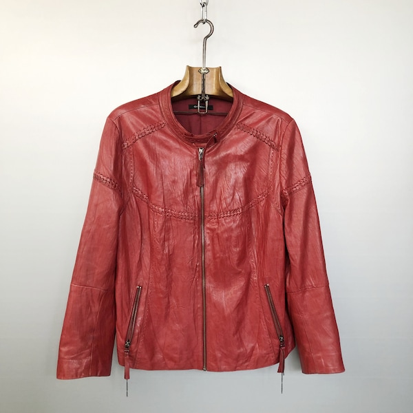 Veste en cuir rouge vintage